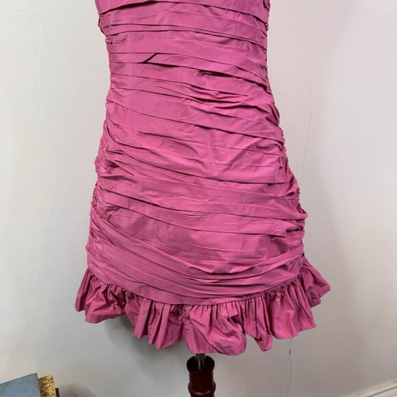 LoveShackFancy Jessilyn Dress Pomegranate Pink Cutout Ruched Mini NWT Size 12 - Picture 7 of 10
